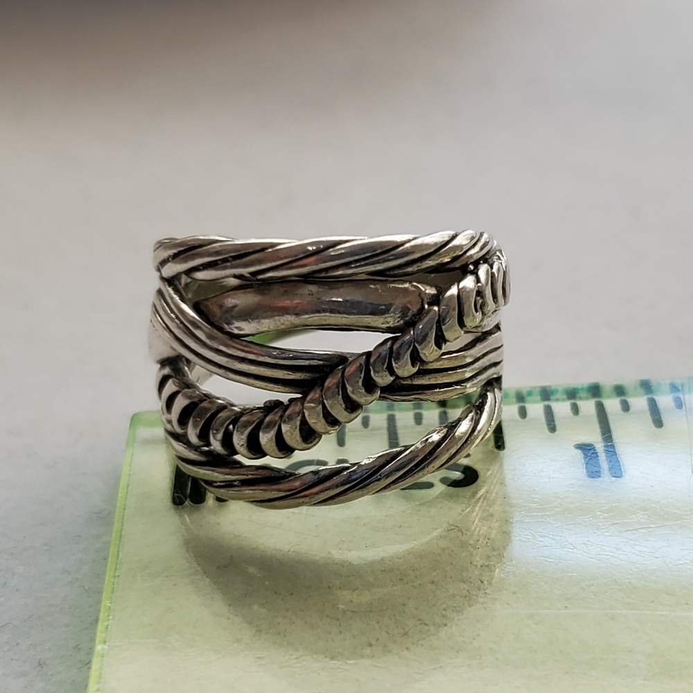 PZ 925 Sterling Texturized Rope Weave Band Ring 6.75 - Picture 13 of 16